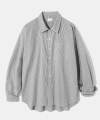 Side slit Stripe Cotton Shirt S139  Black