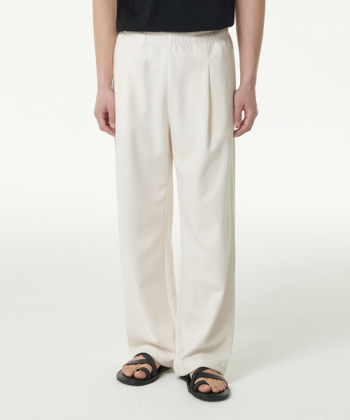 COOLTANDARD ONE TUCK WIDE LOUNGE SWEAT PANTS [CREAM]