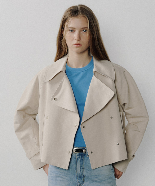 DOUBLE BUTTON TRENCH COAT_LIGHT BEIGE