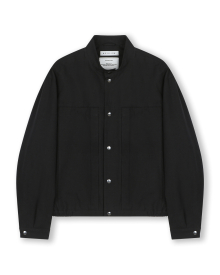 STAND COLLAR LINEN JACKET BLACK