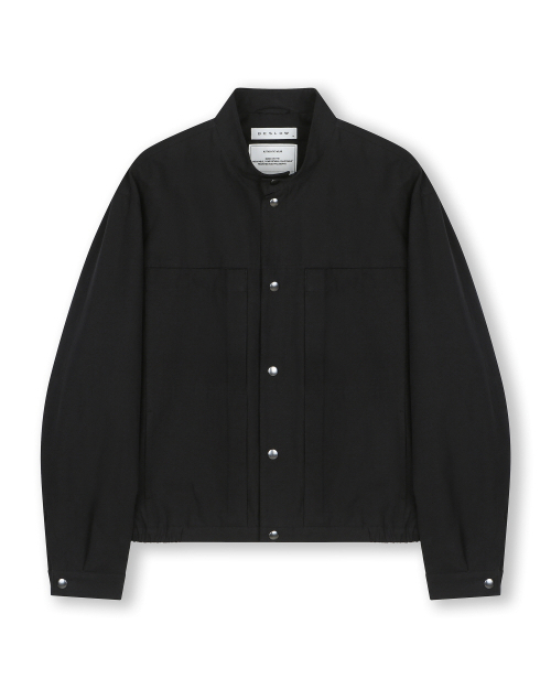 STAND COLLAR LINEN JACKET BLACK