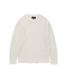 Mesh over punching knit - WHITE