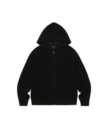 Scassi knit hood zip-up - BLACK