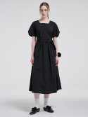 에트몽(ETMON) 2-Way Sleeve Belted Dress, Black