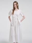 에트몽(ETMON) 2-Way Sleeve Belted Dress, White