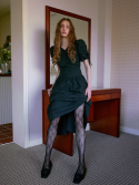 에트몽(ETMON) Front Tuck Shirring Dress, Black