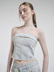 Denim Strap Top, Light Blue