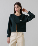 논앤논(NON AND NON) Layered Slit Point Sweatshirt (Deep green)