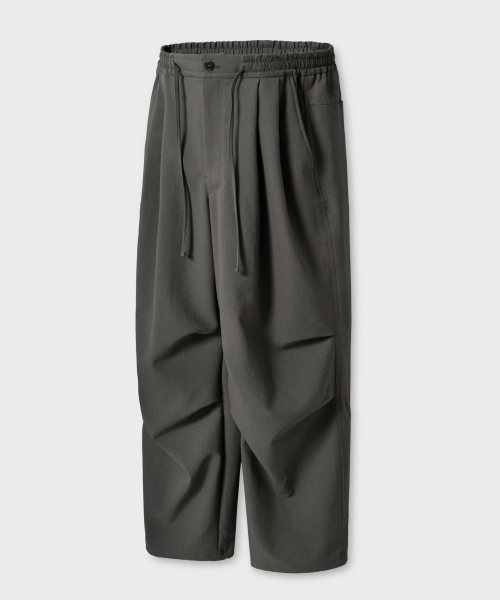 Свободные прямые брюки со шнурком - KHAKI