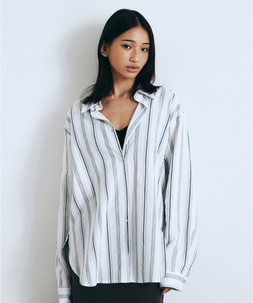 Mid Stripe Over fit Shirts (Black)