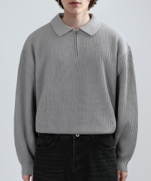 ZIP-UP COLLAR KNIT (GRAY)