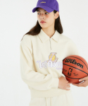 엔비에이(NBA) LAL 카툰 그래픽 여성 반집업 맨투맨(N241TS721P) 라이트 베이지