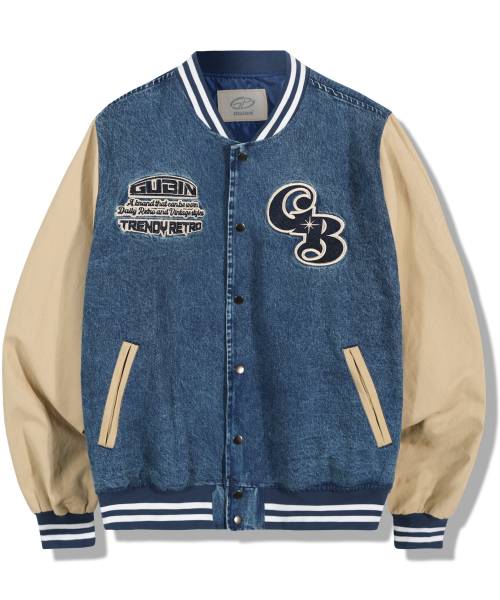 over patch джинсовая varsity куртка - бежевый