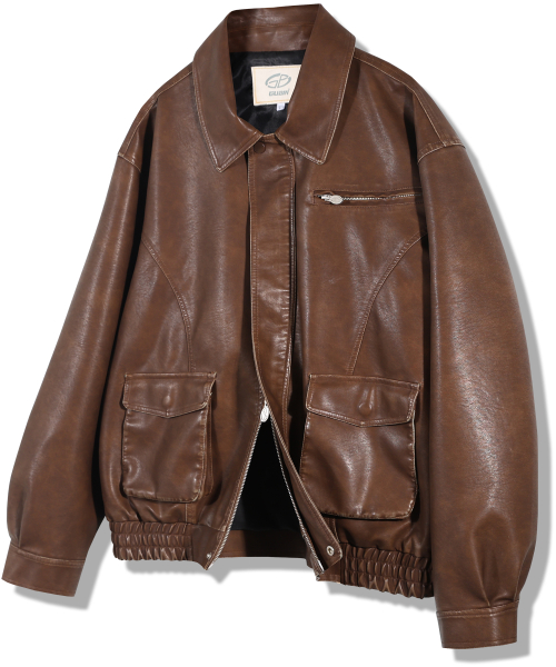 vegan leather pocket blouson - коричневый