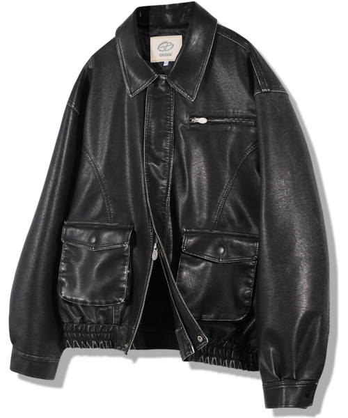 vegan leather pocket blouson - черный
