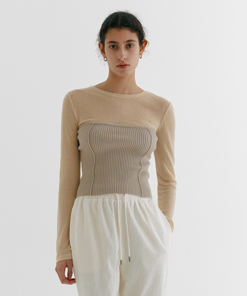 cotton TUBE топ KNIT_BEIGE