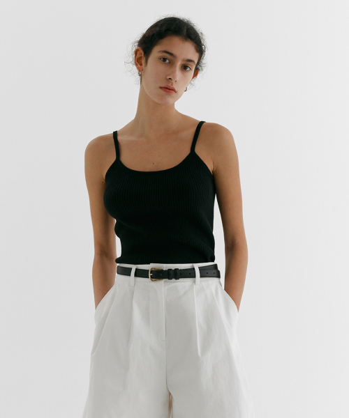 cotton RIB SLEEVELESS KNIT_BLACK