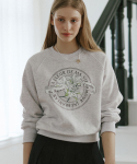 논로컬(NONLOCAL) Lily Print Sweatshirt - Light Grey