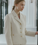논로컬(NONLOCAL) Anna Tweed Goldish Jacket - Ivory