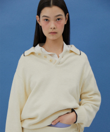 Button Collar Knit Ivory