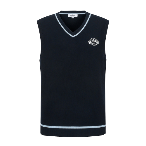 Pique V Neck Vest_Navy (Men)