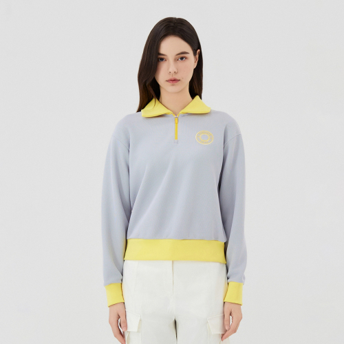 knit collar Half zip-up Shirts_M/Grey