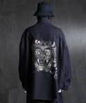 키르티무카(KIRTIMUKHA) 로고 블리치 루즈핏 흑청 셔츠 자켓