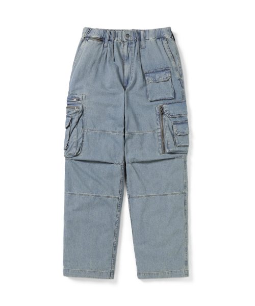 Crazy Multi Zip Pant Washed Blue