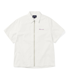 Washed Denim Zip S/S Shirt Off White