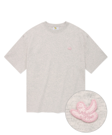 [24SS] 와펜 반팔 티셔츠 멜란지 핑크