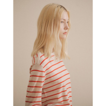 [Victoria] Wool Boatneck Stripe Pullover  Red