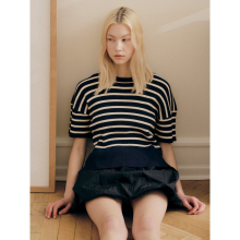 [Candy 20] Cotton Ribbon Point Pullover  Navy