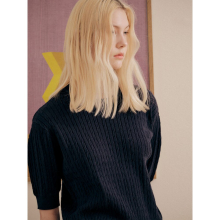 Cotton Cable Pullover  Navy