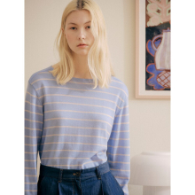 [Victoria] Wool Boatneck Stripe Pullover  Blue