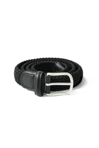 홀리선 Peninsula Elastic Braided Leather Belt Black