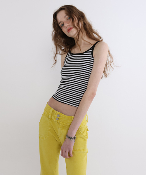Wrinkle Double Inner Sleeveless (Ivory/черный)