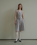 프롬웨얼(FROMWHERE) Two Tucked Half Trouser Gray