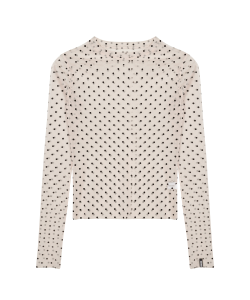 NICOLE LABEL SEE-THROUGH DOTS TOPS_BEIGE