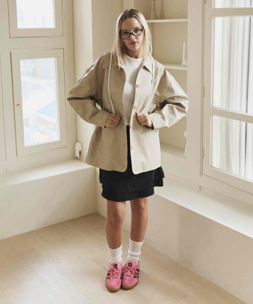 Aegis leather jacket (cream beige)