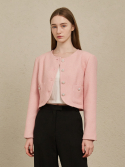 누브(NOUVE) Tweed Pearl Button Jacket - Pink