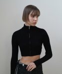 프롬웨얼(FROMWHERE) Ribbed Zip-Up Sweater Black