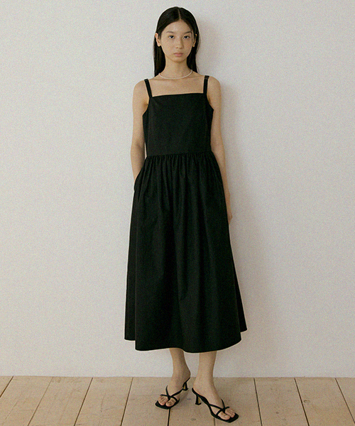 bustier shirring dress-black