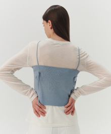 Rib-Knitted Bustier Crop Top - Sherbet Blue