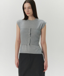 르바(LEVAR) Layered Top Knit Set - Grey