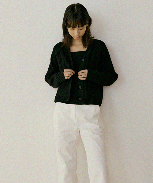 whole garment knit cardigan-черный