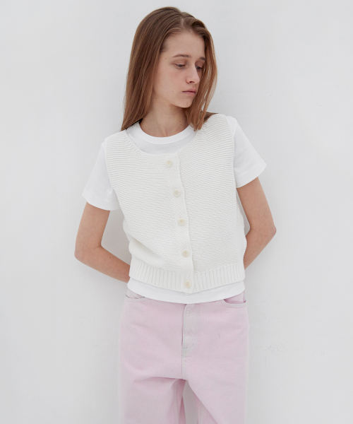 Wale reverse knit Vest - белый