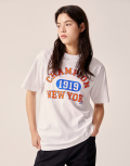 [ASIA] 컬리지그래픽 반팔 티셔츠 (WHITE) CKTS4E234WT