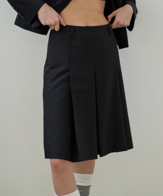 프롬웨얼 Modern Pleated Midi Skirt Black