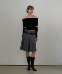 프롬웨얼(FROMWHERE) Modern Pleated Midi Skirt Gray
