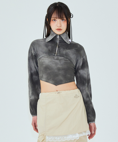 TOPPING JUMPER IN DARK GREY (зипка с принтом тай-дай)